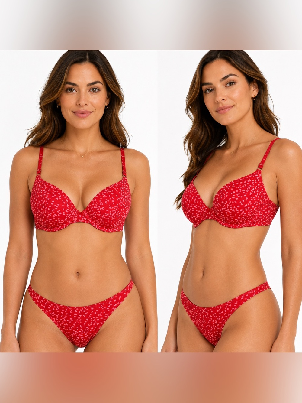Victoria’s Secret 36D Red Heart Print Lightly Lined Demi Underwire Bra NWT